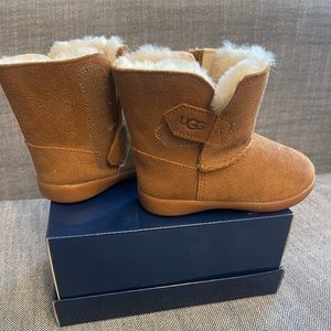UGG Unisex Keelan Suede & Shearling Booties Sz 7 in Chestnut